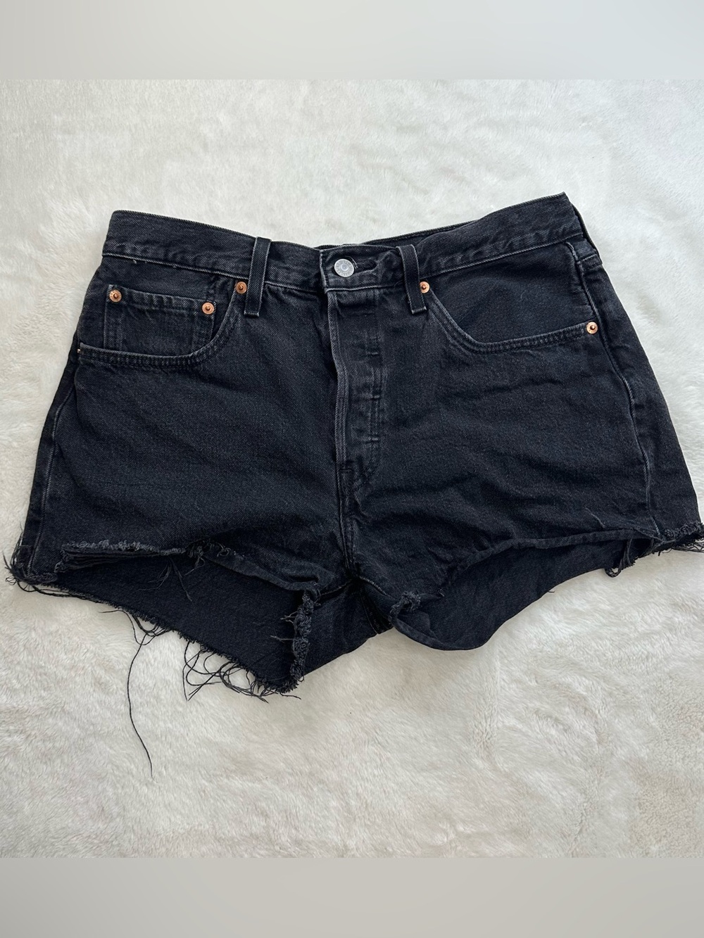Levi's 501 Original High Rise Denim Cutoff Shorts Black Size 30